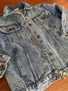 Vintage 90s Acid Wash Denim Jacket Youth Large 14/16 Women’s S/M 100% Cotton